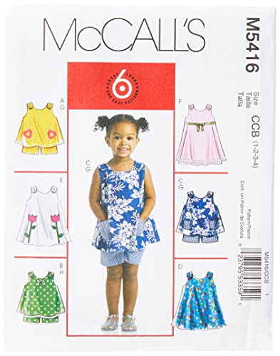 McCall's Patterns M5416 Toddlers' Tops, Dresses and Shorts