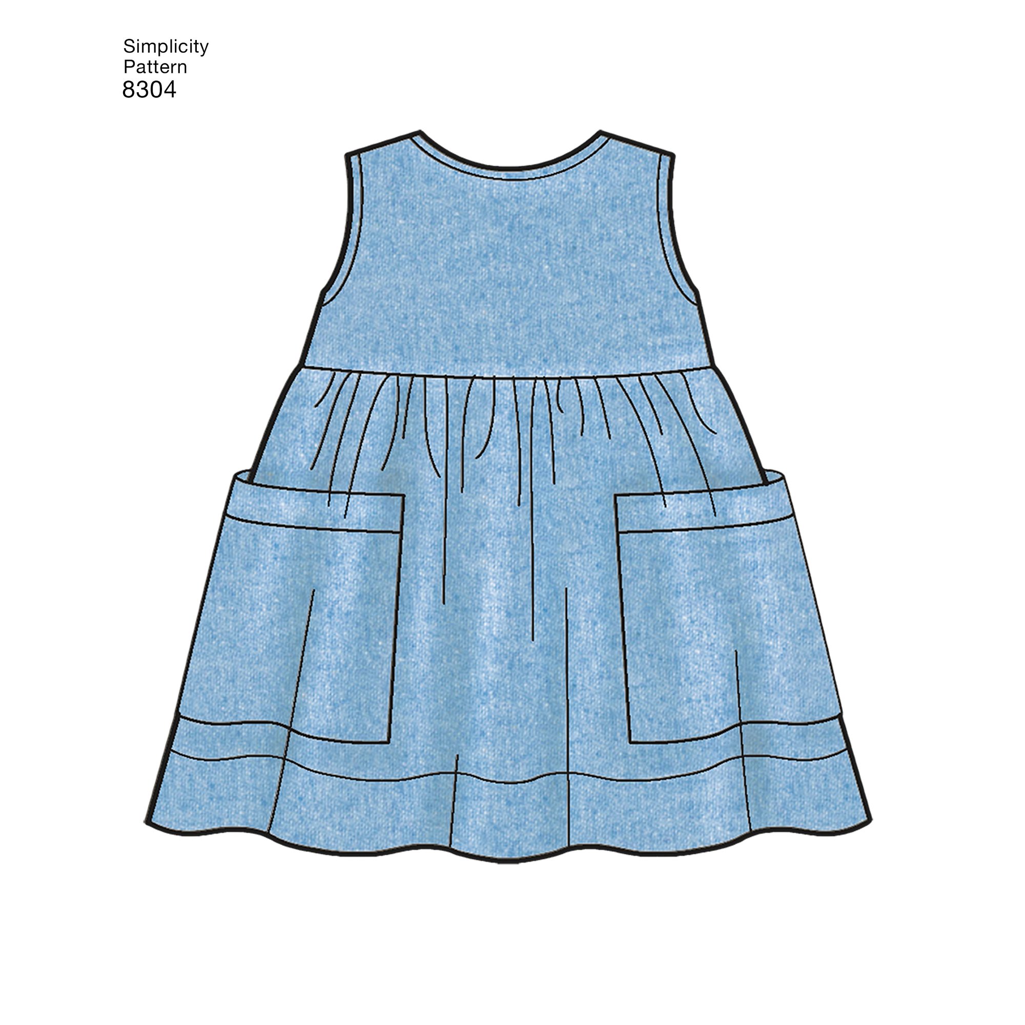 Simplicity US8304A Baby Gear Toddler's Leggings, Dress, Bibs, and Headband Sewing Patterns, Sizes XXS-L