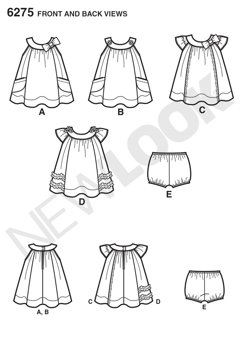 Simplicity Creative Patterns New Look 6275 Babies' Dress and Panties, A (NB-Small-Medium-Large)