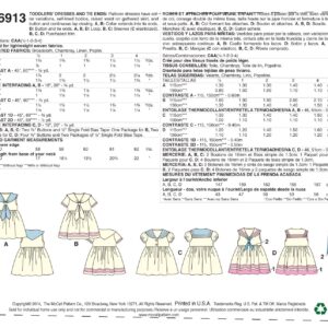 McCall Pattern Company M6913 Toddlers' Dresses and Tie Ends, Size CAA