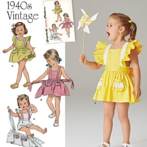 Simplicity 8099 Vintage Toddler Romper and Skirt Sewing Pattern, Sizes 1/2-4