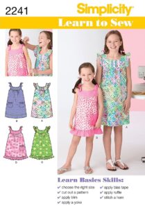 simplicity vintage learn to sew girl's dress sewing patterns, sizes 3-6