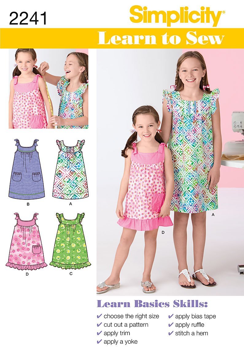 Simplicity Vintage Learn to Sew Girl's Dress Sewing Patterns, Sizes 3-6