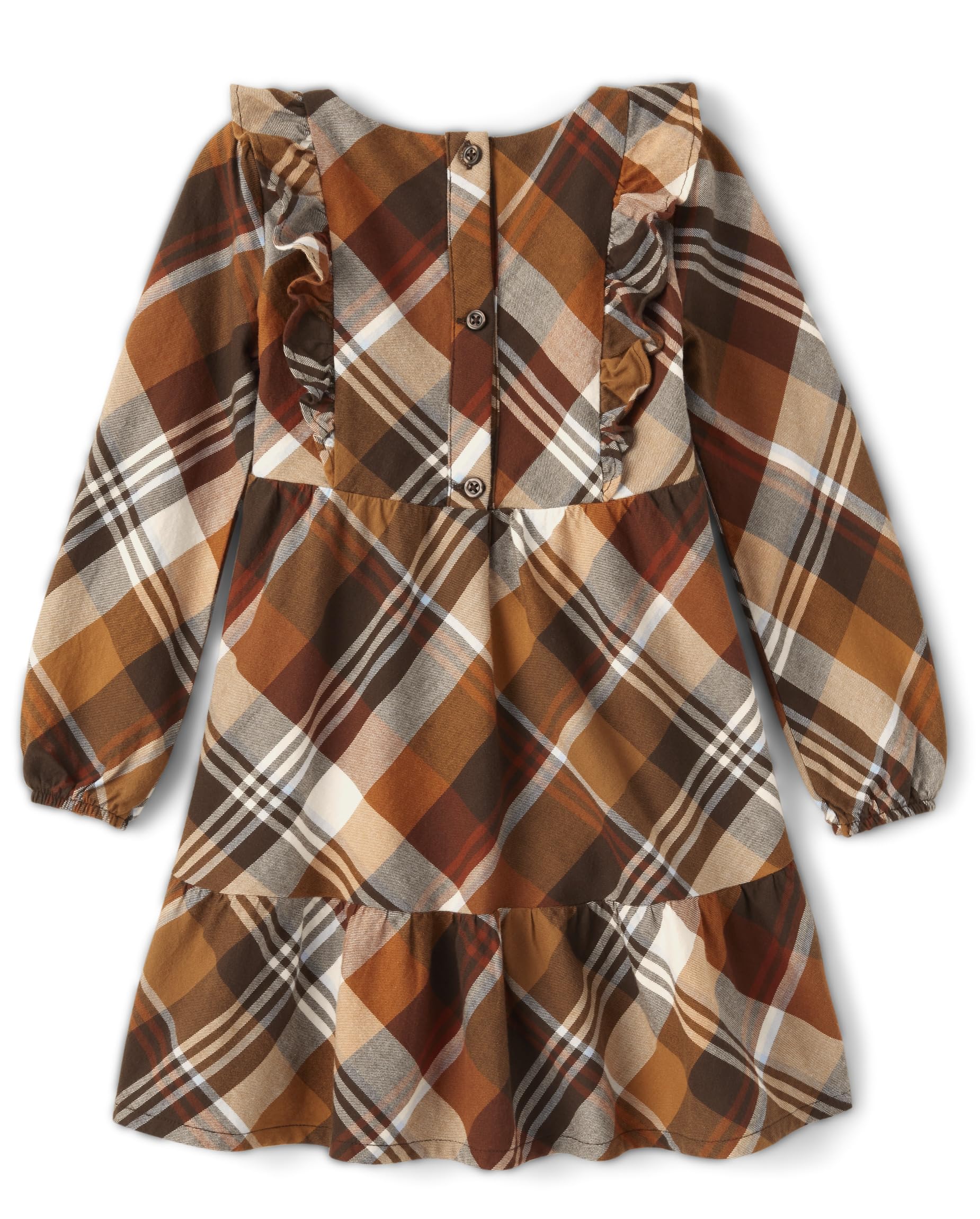 Gymboree,and Toddler Long Sleeve Casual Print Dresses,Flutter Plaid,5T