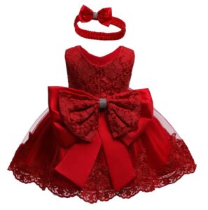 flower girls dresses for girls first baptism frockstoddler hallowmas birthday party ball gown dress (red,110)