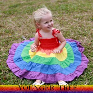 YOUNGER TREE Toddler Baby Girls Rainbow Dress Princess Sleeveless Halter Beach Tutu Sundress (4-5T, Colours)