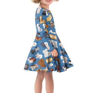 ZPINXIGN Kids Long Sleeve Clothes Puppy Dog Dress Cute Outfits for Girls 5-6 Twirly Swing Dress School Party Casual Fall Outfits