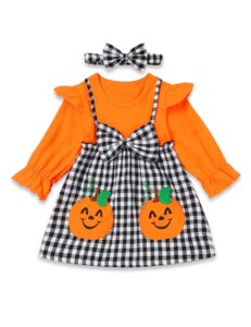 rcpatern toddler halloween outfit ruffle shirt pumpkin dress halloween infant girl clothes for 12m-5y orange