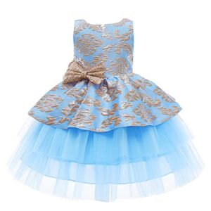 easter romper toddler girl wedding tulle kids pageant dress birthday girls bowknot girls (blue, 18-24 months)