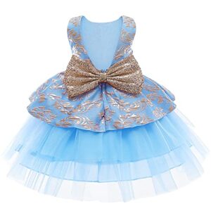 Easter Romper Toddler Girl Wedding Tulle Kids Pageant Dress Birthday Girls Bowknot Girls (Blue, 18-24 Months)