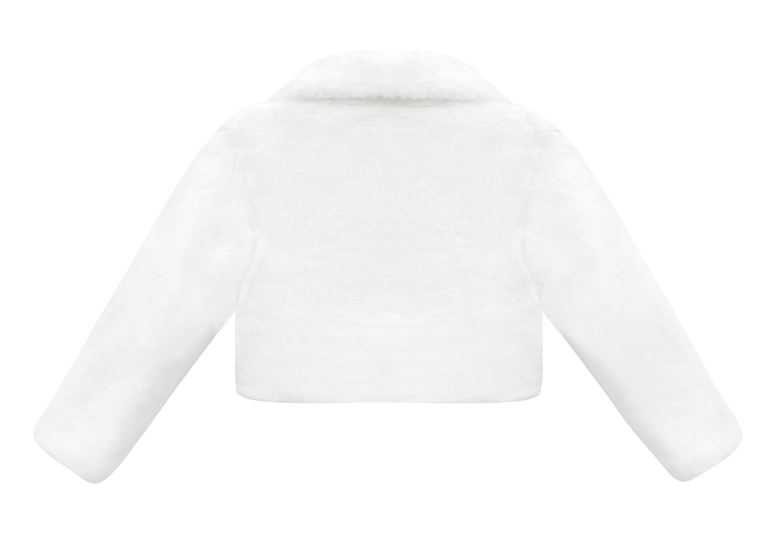 Lilax Girls Faux Fur Bolero Shrug Button Closure Cozy Dress Coat (8 Years, White)