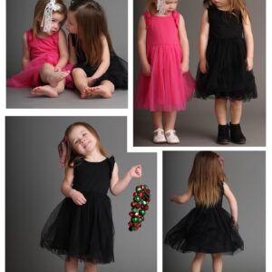 Arshiner Girls' Tulle Sundress Summer Flower Princess Wedding Dress for Toddler Girl (Black, 2T)