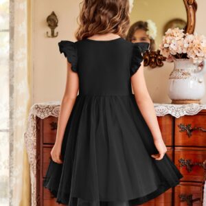 Arshiner Girls' Tulle Sundress Summer Flower Princess Wedding Dress for Toddler Girl (Black, 2T)