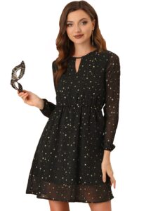 allegra k women's choker v neck gilding metallic star halloween party flared a-line dress medium black