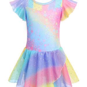 Zaclotre Girls Ballet Leotards Ruffle Sleeve Sparkle Dance Leotard Toddler Ballerina Dress Outfits