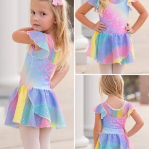 Zaclotre Girls Ballet Leotards Ruffle Sleeve Sparkle Dance Leotard Toddler Ballerina Dress Outfits