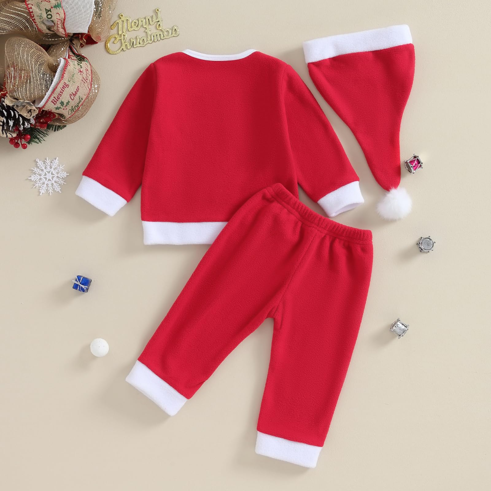 Rarjuiey Toddler Baby Boy Girl Christmas Outfit Long Sleeve Santa Claus Green Monster Cosplay Xmas Clothes (Santa Claus Red, 4-5 Years)