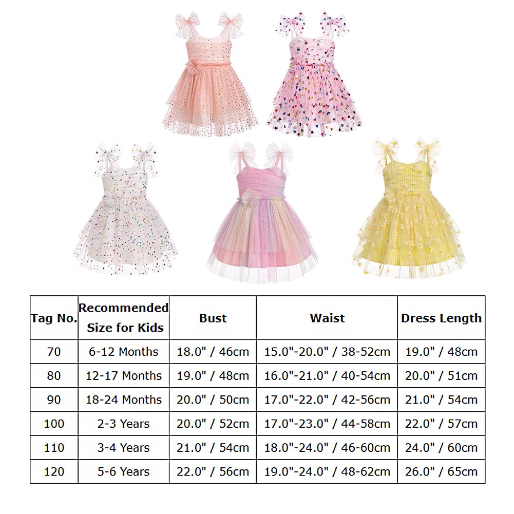 Pageant Dresses for Toddler Girls, Child Kids Flower Birthday Princess Tutu Dress Bow Sleeveless Smoked Dresses for Baby&Toddler Photographs Beach Wedding Christening Outfit Pink heart 3-4T