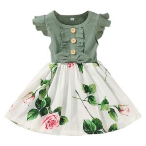 little girl summer dresses 4t toddler girl casual dresses 3t little girl summer dresses stylish crew neck dress outfit 3t(green066, 100)