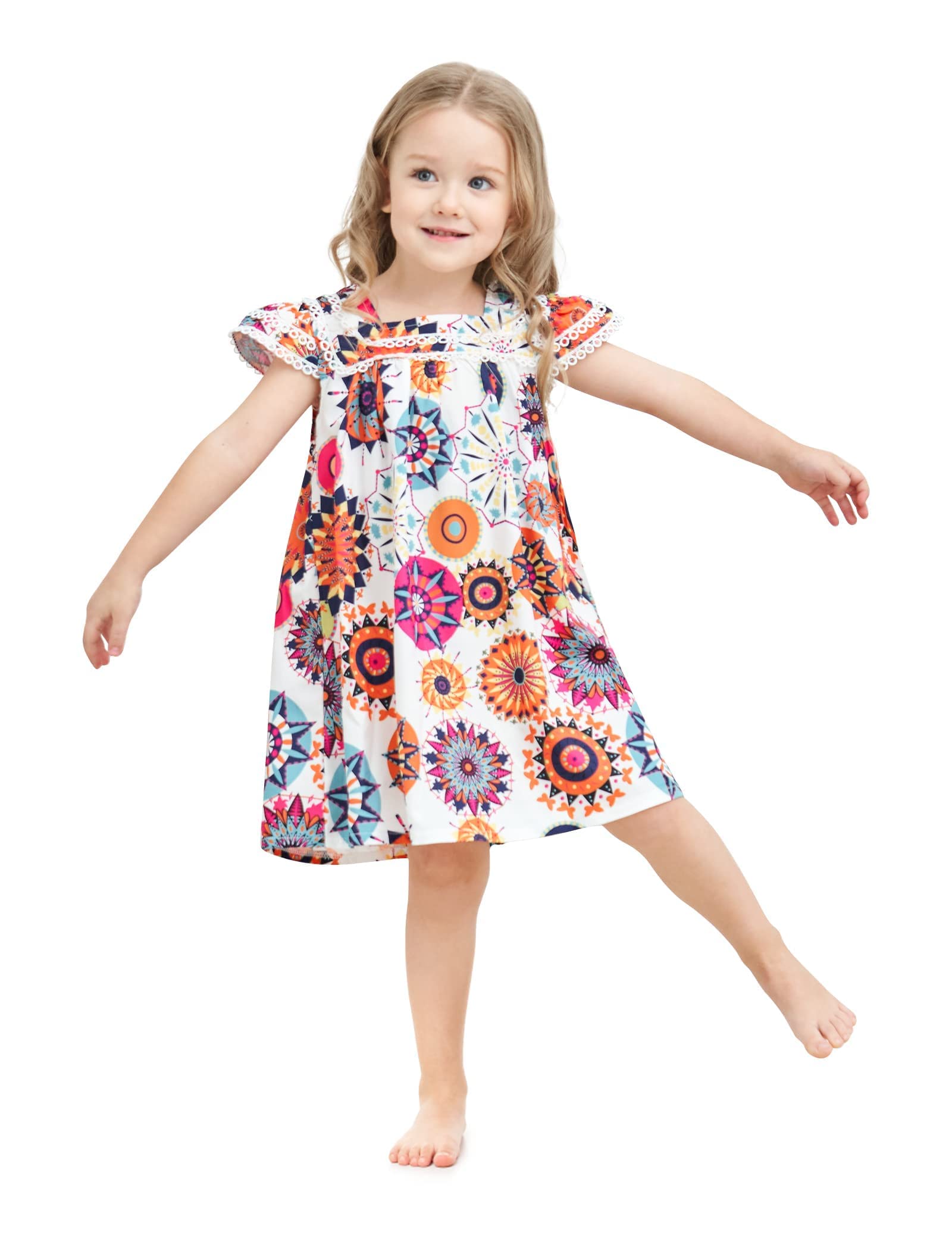 Hipea Toddler Baby Girl Clothes Bohemian Sleeveless Flower Princess Floral Formal Kids Summer Dress Skirt(4-5T)