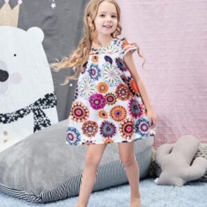 Hipea Toddler Baby Girl Clothes Bohemian Sleeveless Flower Princess Floral Formal Kids Summer Dress Skirt(4-5T)