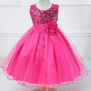 Children Dresses 11 to 12 Years Kids Toddler Baby Girls Spring Summer Print Sleeveless Dress Party Clothing (Hot Pink, 8-9 Years)