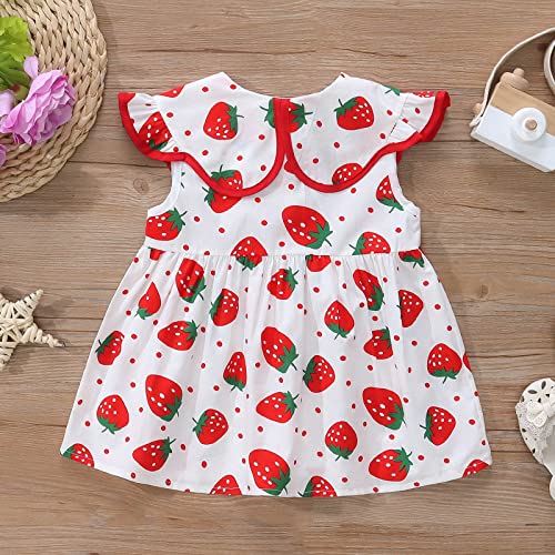 Dress Baby Girls Sundress Dot Strawberry Prints Dress Princess Dress Clothes Personalized Dresses for (Red, 2-3 Years)