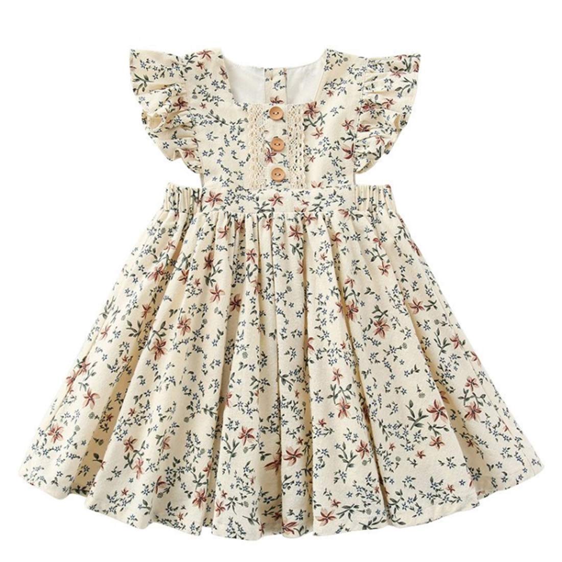 Colorful Childhood Baby Girls Dress Toddler Girls Flare Lace Trim Princess Party Dress (4-5T, Floral)