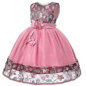 FOUTTUE Girls Party Dress Toddler Kids Girls Patterns Sleeveless Party Elegant Feast Baby Girls Princess (Hot Pink, 4-5 Years)