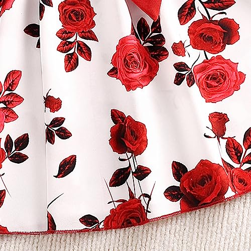 Toddler Kids Baby Girls Summer Casual Sleeveless One Shoulder Strap Floral Pattern Dress Party Kids (Red, 5-6 Years)