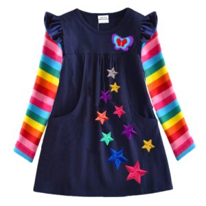 vikita kid girl embroidery dress long sleeve lh5808 5t