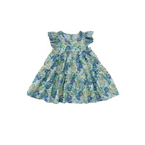 toddler kids baby girls summer casual sleeveless floral pattern dress party princess dress clothes (a, 12-18 months)