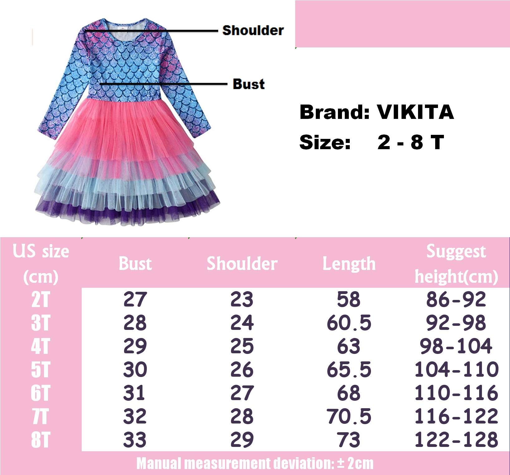 VIKITA Girls Dresses for Winter Long Sleeve Toddler Girls Clothes Party Tulle Dresses for Little Girls,LH4594 5T