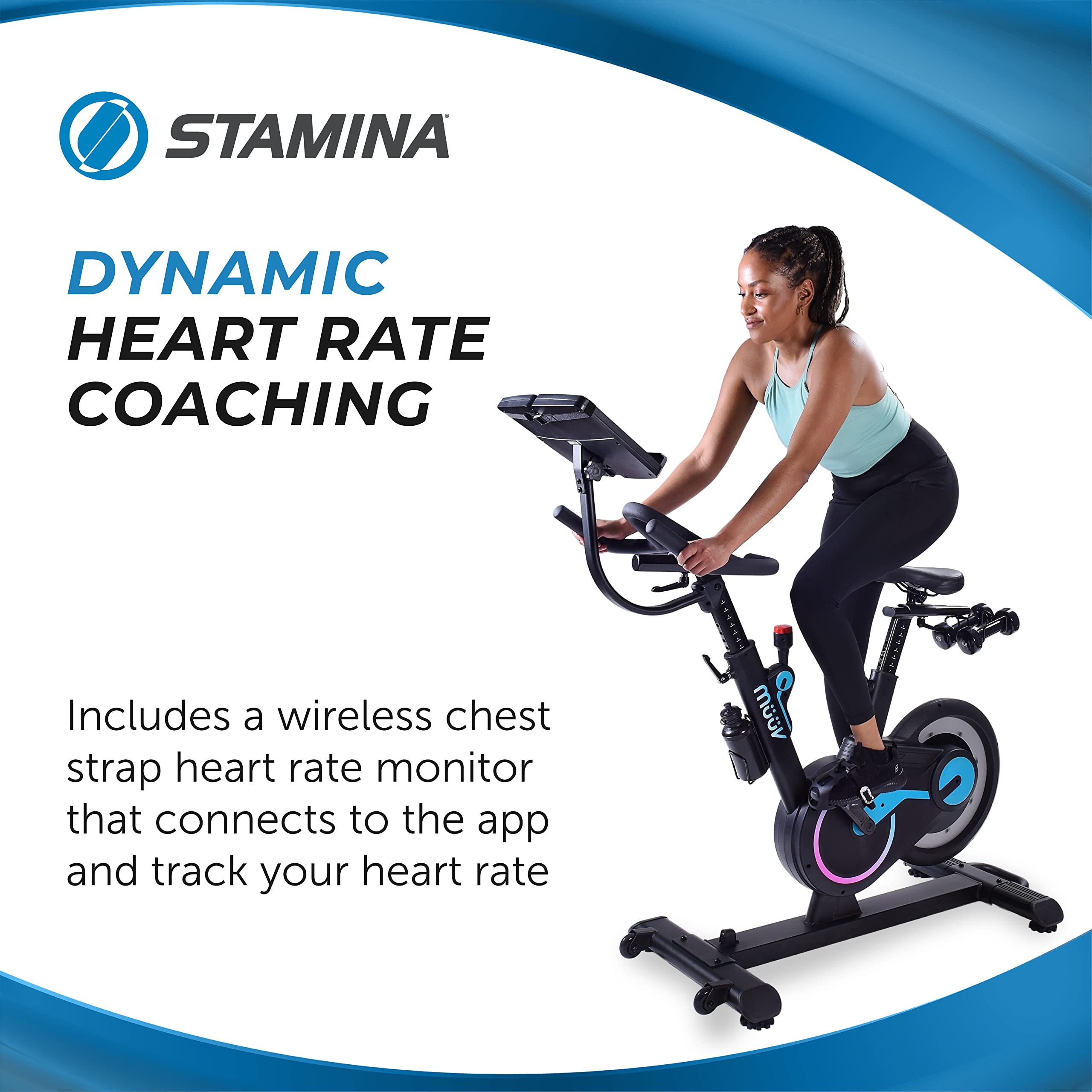 Stamina müüv Bike - Exercise Bike with Wireless Bluetooth Smart Mount - Integrated müüv App for Personalized Home Workout - Up to 330 lbs Weight Capacity