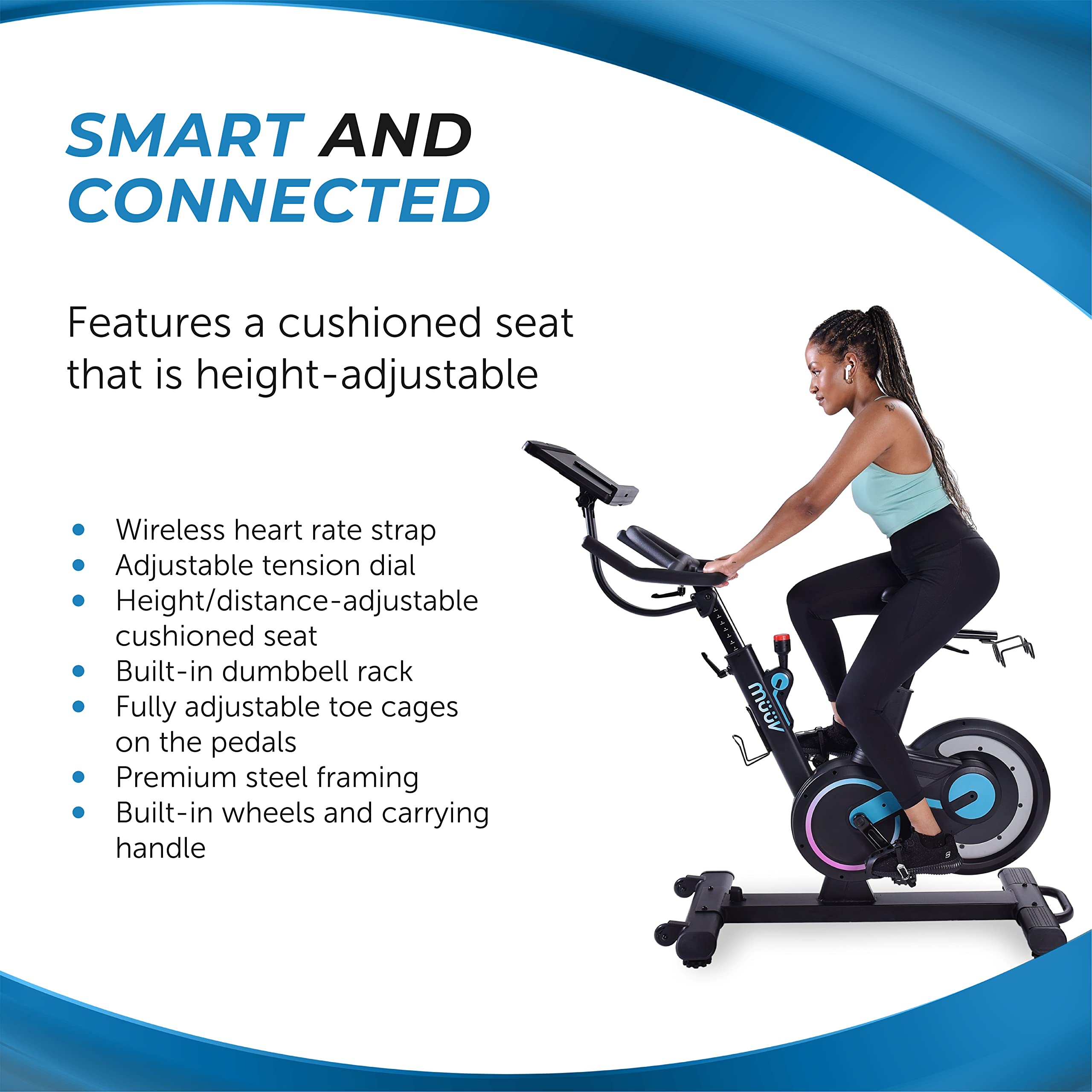 Stamina müüv Bike - Exercise Bike with Wireless Bluetooth Smart Mount - Integrated müüv App for Personalized Home Workout - Up to 330 lbs Weight Capacity