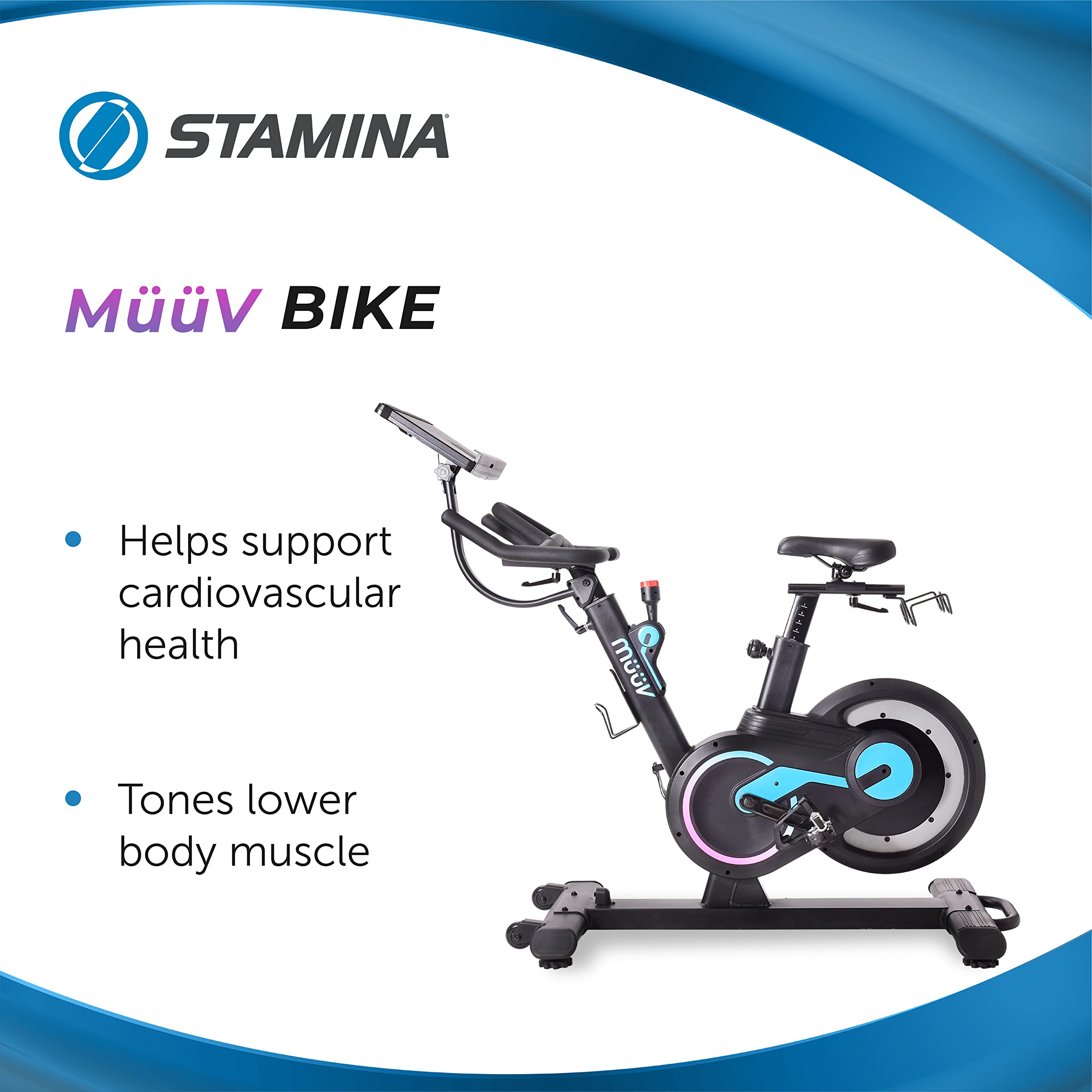 Stamina müüv Bike - Exercise Bike with Wireless Bluetooth Smart Mount - Integrated müüv App for Personalized Home Workout - Up to 330 lbs Weight Capacity