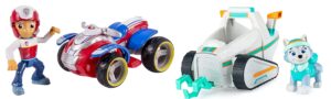 paw patrol ryder's rescue atv, paw patrol everest's snow plow, vechicle and figure. bunde