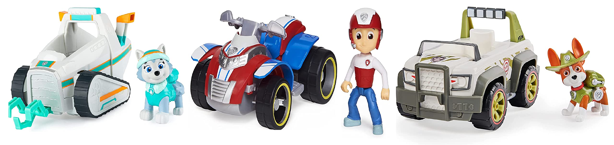 Blizy Paw Patrol Everest's Snow Plow, Paw Patrol Ryder's Rescue ATV & Paw Patrol, Jungle Rescue, Tracker’s Jungle Cruiser.