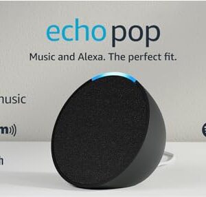 Amazon Echo Pop | Full sound compact smart speaker with Alexa | Charcoal