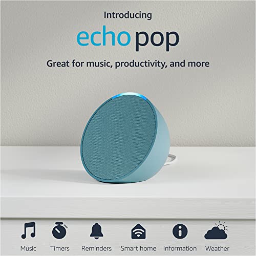 Amazon Echo Pop | Full sound compact smart speaker with Alexa | Midnight Teal