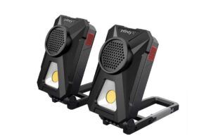 infinity x1 stereo, wireless, rechargeable 700 lumens worklight with bluetooth speakers 2-pack