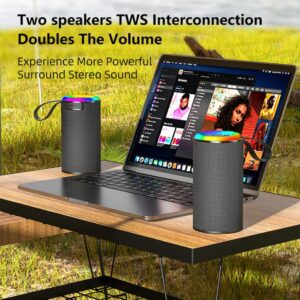 VANPEUSO B-703 Portable Bluetooth Speaker, IPX5 Waterproof, Dual Pairing, Bluetooth 5.3, with Built-in Mic/RGB Lights/TF Card