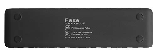 Rockville Faze 50w Portable Bluetooth Speaker TWS Wireless Link Waterproof, Black (Faze Black)