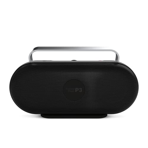 Polaroid P3 Music Player (Black) - Retro-Futuristic Boombox Wireless Bluetooth Speaker Rechargeable with Dual Stereo Pairing