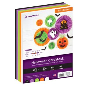 printworks halloween cardstock, 5 assorted colors, perfect for holiday school and craft projects, 200 sheets, 8.5” x 11” (00596) …