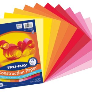 Tru-Ray Construction Paper, Warm Assorted, 9" x 12", 150 Sheets