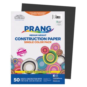 Prang (Formerly SunWorks) Construction Paper, Black, 9" x 12", 50 Sheets