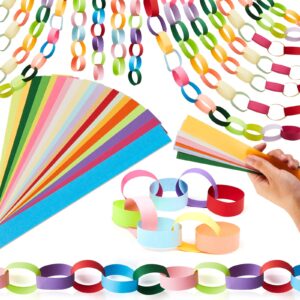 Lincia 1000 Sheets Bright Paper Chain Strips Construction Paper 1 x 8 Inch Assorted Colors DIY Color Folding Paper with Double Sided Tape for Kids