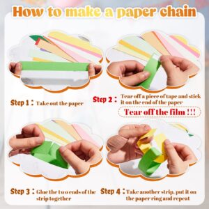 Lincia 1000 Sheets Bright Paper Chain Strips Construction Paper 1 x 8 Inch Assorted Colors DIY Color Folding Paper with Double Sided Tape for Kids