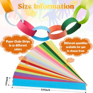 Lincia 1000 Sheets Bright Paper Chain Strips Construction Paper 1 x 8 Inch Assorted Colors DIY Color Folding Paper with Double Sided Tape for Kids